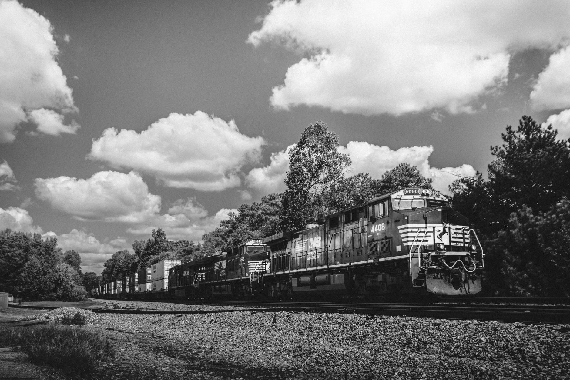 A Norfolk Southern freight train, representing its strong presence in the eastern United States.
